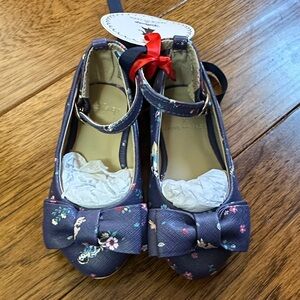 Disney along with Janie and Jack Navy Floral Dress Shoes with Bow